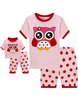 Babyroom Girls Matching Doll&Toddler 4 Piece Cotton Pajamas Toddler Unicorn Sleepwear