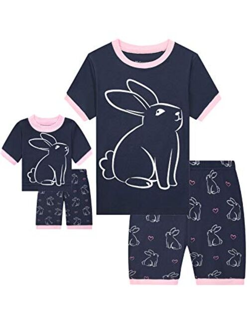 Babyroom Girls Matching Doll&Toddler 4 Piece Cotton Pajamas Toddler Unicorn Sleepwear