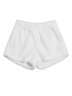 Women's Casual Fuzzy Pajama Shorts Fluffy Lounge Short Pants