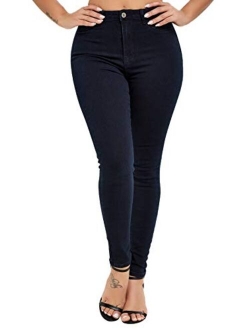 Women's Casual Button High Rise Skinny Denim Jeans