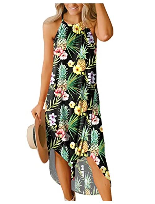 For G and PL Women's Summer Side Slit Halter Maxi Dress