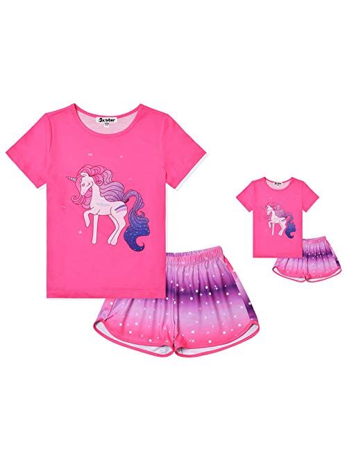 Jxstar Matching Girls&Dolls Pjs Summer Pajamas Sets for American Girl Clothes