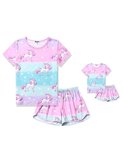 Jxstar Matching Girls&Dolls Pjs Summer Pajamas Sets for American Girl Clothes