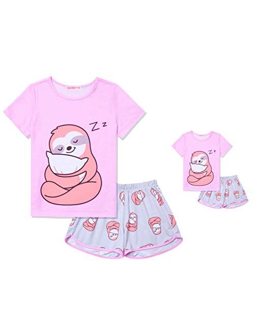 CHILDRENSTAR Matching Girls&Dolls Pajamas Summer Pjs Set Short Sleeve Sleepwear