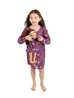 Matching Doll & Girls Nightgown Kids & Toddler Pajamas Unicorn Sleepwear (4-14 Years) Fits American Girl Doll