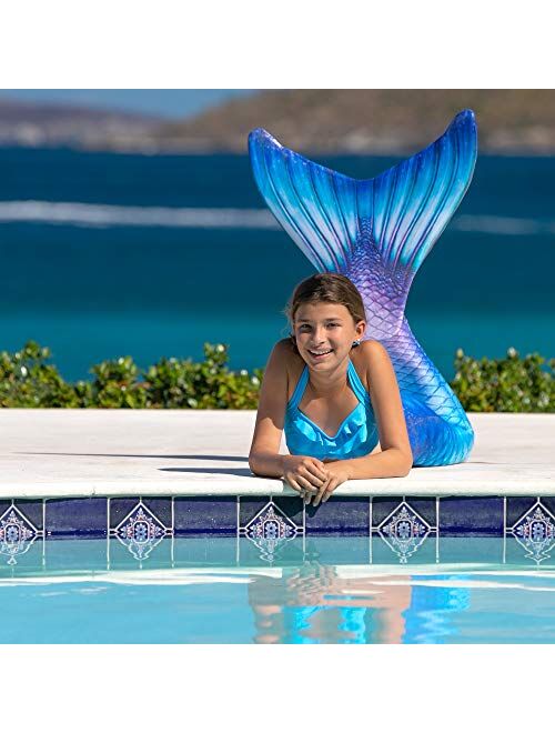 Fin Fun Limited Edition Wear-Resistant Mermaid Tail for Swimming, Kids and Adults, NO Monofin, for Girls and Boys, Blue Lagoon, Adult S