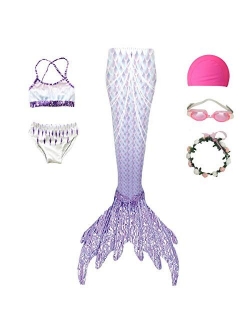 Gesikai01 6PCS Set Swimsuit Girls Mermaid Tails for Swimming Bathing Suit Swimwear Swimsuit Bikini Set Mermaid Costume