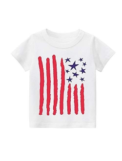 Little Boys 4th of July T-Shirt American Flag Tees Kids Toddler Short Sleeve Tee Shirts 2-8 Years