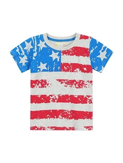 Little Boys 4th of July T-Shirt American Flag Tees Kids Toddler Short Sleeve Tee Shirts 2-8 Years