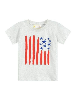 Little Boys 4th of July T-Shirt American Flag Tees Kids Toddler Short Sleeve Tee Shirts 2-8 Years