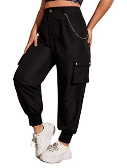 Women's Plus Size Elastic Waist Pants Running Jogger Sweatpants with Pockets