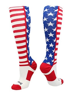 MadSportsStuff USA American Flag Stars and Stripes Over The Calf Socks