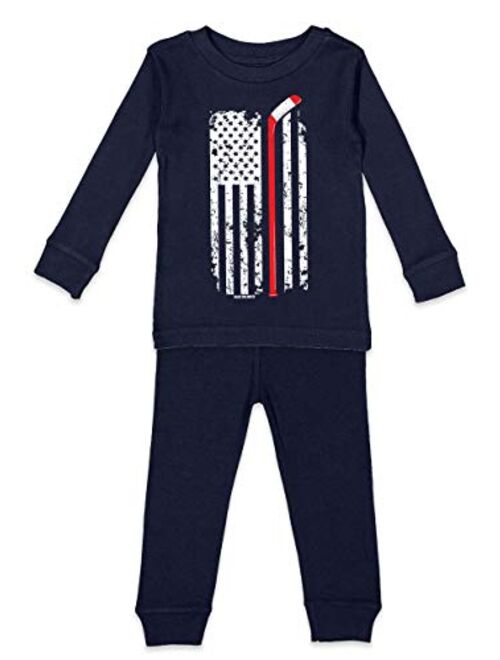 Hockey Stick American Flag - Sports USA Kids Pajama Set