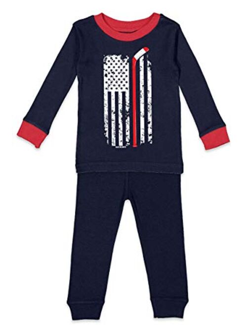 Hockey Stick American Flag - Sports USA Kids Pajama Set