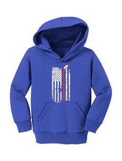 Red Line American Flag - Hockey Stick Toddler/Youth Fleece Hoodie