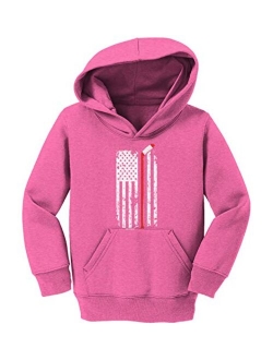 Red Line American Flag - Hockey Stick Toddler/Youth Fleece Hoodie