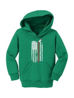 Red Line American Flag - Hockey Stick Toddler/Youth Fleece Hoodie