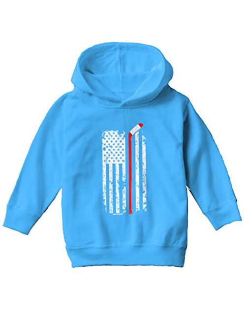 Red Line American Flag - Hockey Stick Toddler/Youth Fleece Hoodie