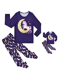 Matching Dolls & Girls Pajamas Unicorn Pjs Set Kids Cotton Sleepwear Pyjama