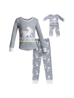 Dollie & Me Girls' Apparel Snug Fit Sleepwear Set and Matching Doll Outfit