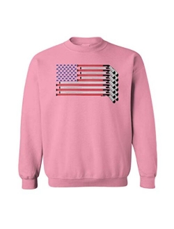 Haase Unlimited American Flag - Hockey Sticks Pucks Toddler Fleece Crewneck Sweater