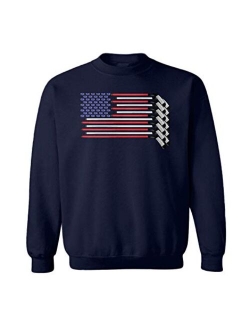 Haase Unlimited American Flag - Hockey Sticks Pucks Toddler Fleece Crewneck Sweater