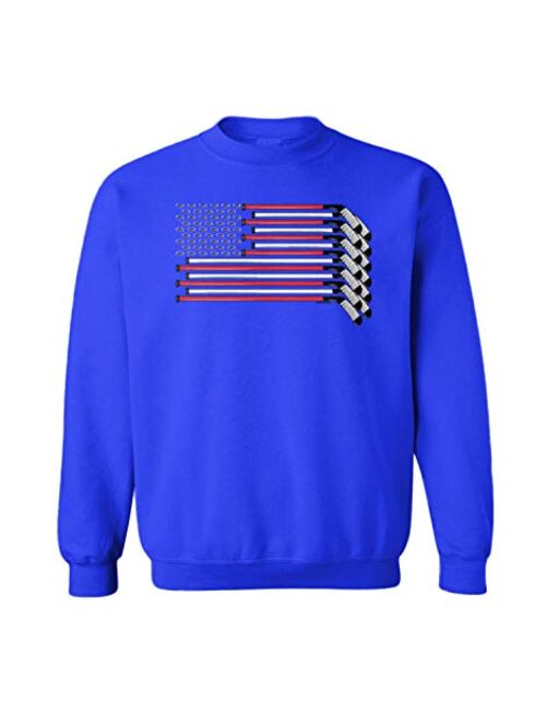 Haase Unlimited American Flag - Hockey Sticks Pucks Toddler Fleece Crewneck Sweater