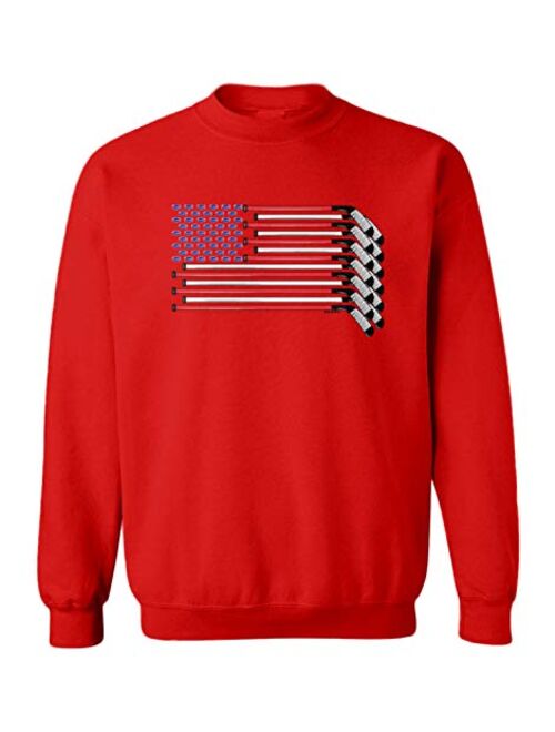 Haase Unlimited American Flag - Hockey Sticks Pucks Toddler Fleece Crewneck Sweater