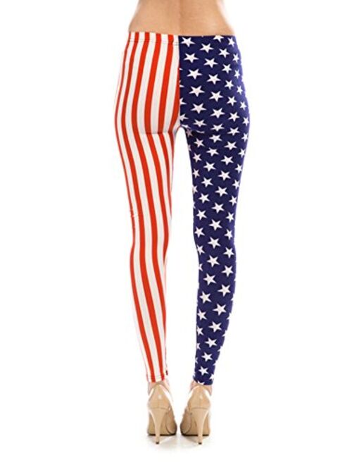 VM Women's American Flag Ankle Jeggings Leggings Patriotic Pants