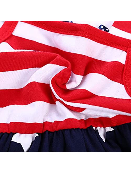 Ritatte Toddler Baby Girls Summer Outfit Stars and Stripes Bow-Knot Dress Independent's Day Girls Suits