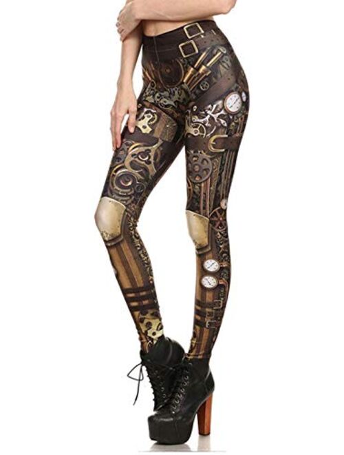 GRACIN Womens 3D Printed Graphic Leggings, Halloween Fun Design Workout Stretch Pants Various Designs