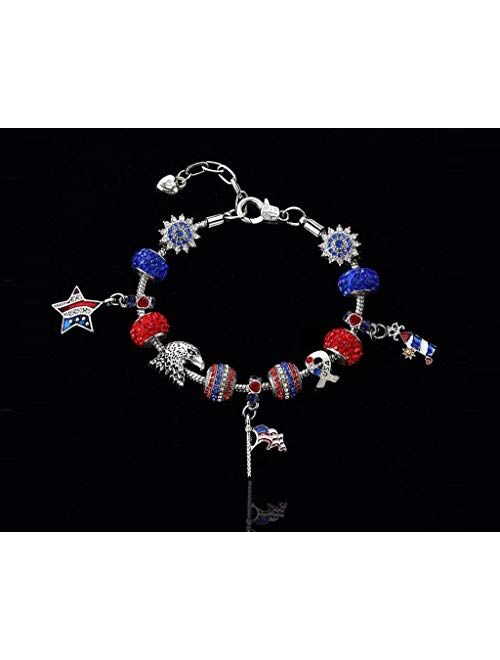 NOVADAB Patriotic Shamballa Charm Bracelet