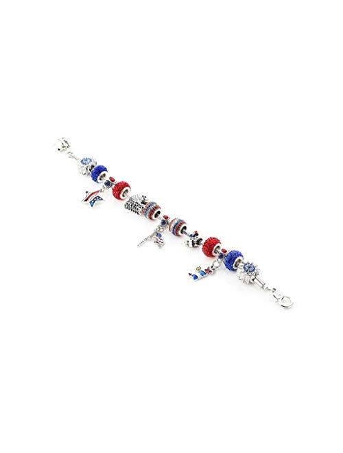 NOVADAB Patriotic Shamballa Charm Bracelet