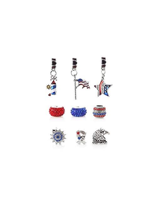 NOVADAB Patriotic Shamballa Charm Bracelet