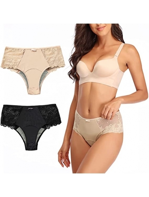 Intiflower Period Underwear for Women, Leakproof Period Panties, Lace Menstrual Underwear Breathable & Soft