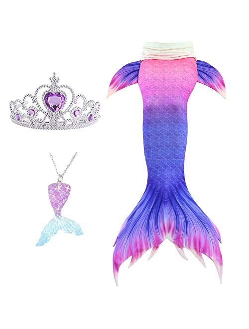 Mermaid Tail Tails Swimmable Costume Swimsuit for Girls Swimming (No Monofin)