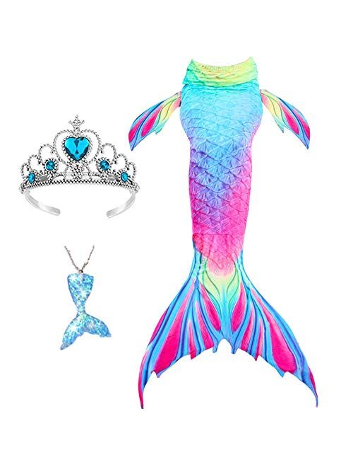 Mermaid Tail Tails Swimmable Costume Swimsuit for Girls Swimming (No Monofin)