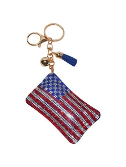 Bling American Flag Keychain Republican Handbag Charm Democrat Crystal Bag Charm