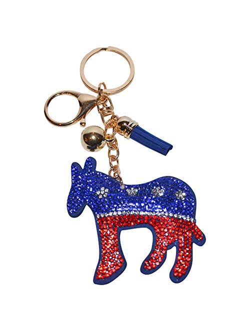 Bling American Flag Keychain Republican Handbag Charm Democrat Crystal Bag Charm