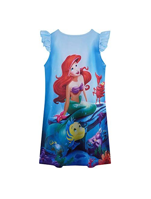 Girls Mermaid Princess Dress Baby Toddler Summer Cartoon Casual Short Sleeve