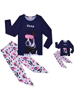 QPANCY Matching Girls&Dolls Pjs Set Kids Pajamas Long Sleeve Fall Winter Sleepwear