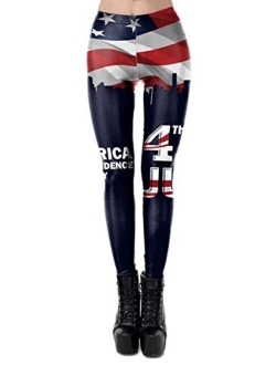 VSVO Women's Patriotic USA Flag Legging Elastic Waist Tights