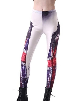 Women's Digital Flag Pattern Sexy Elastic Leggings Yoga Pants