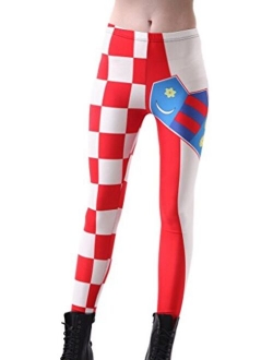 Women's Digital Flag Pattern Sexy Elastic Leggings Yoga Pants