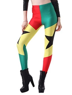 Women's Digital Flag Pattern Sexy Elastic Leggings Yoga Pants