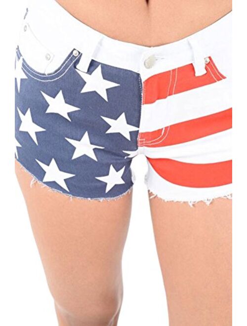 G-Style USA Women's American Flag Denim Shorts - M1A