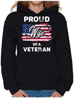 Proud Wife of a Veteran Women Hoodie USA Patriotic Sweatshirt for Wife