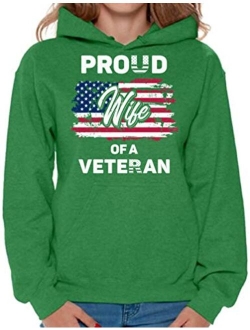 Proud Wife of a Veteran Women Hoodie USA Patriotic Sweatshirt for Wife