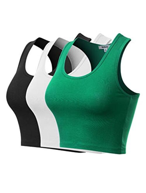 MixMatchy Women's Cotton Basic Sleeveless Racerback Sports Crop Tank Top