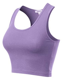 MixMatchy Women's Cotton Basic Sleeveless Racerback Sports Crop Tank Top